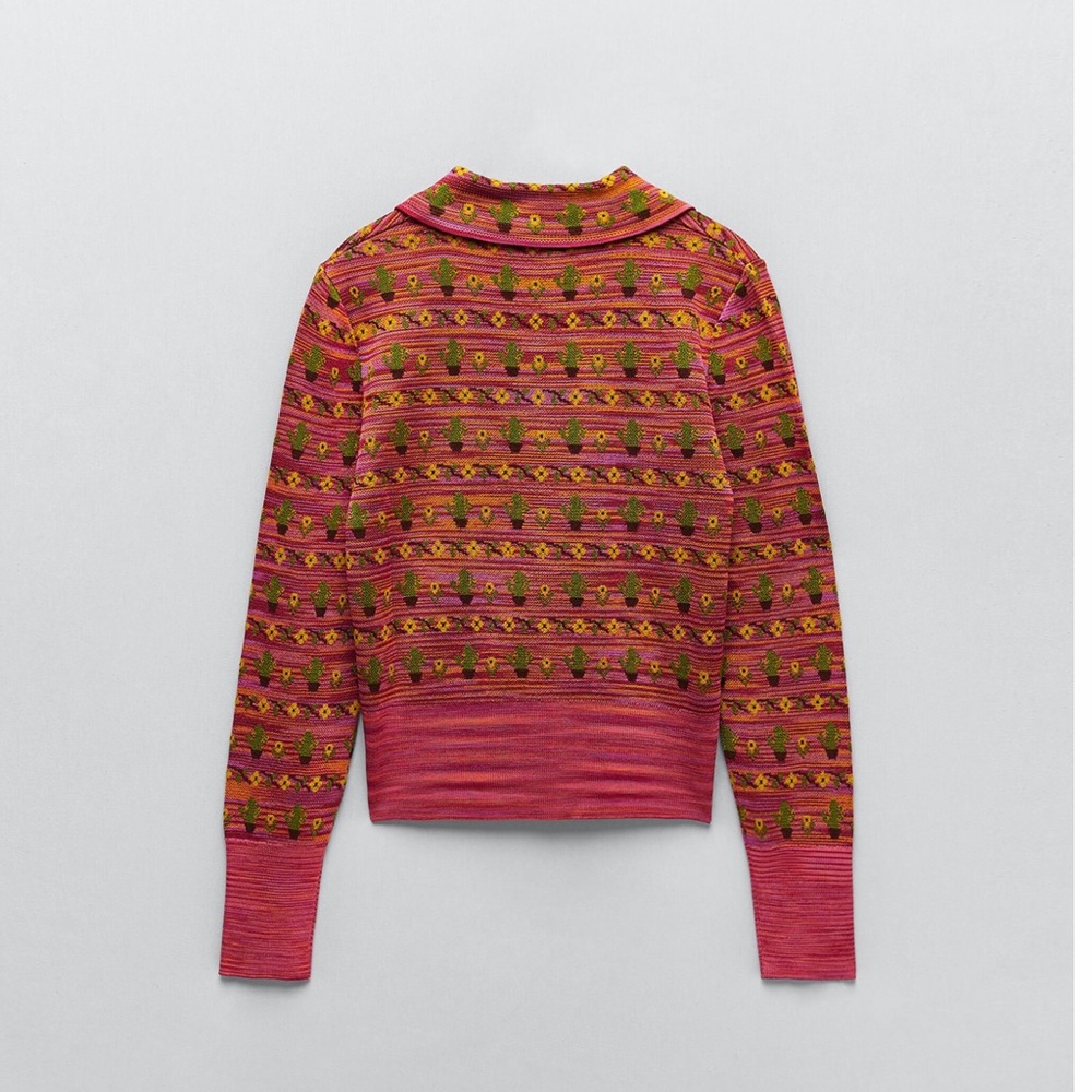 🌟 NEW Zara Knit Jacquard Jacket - Picture 2 of 6